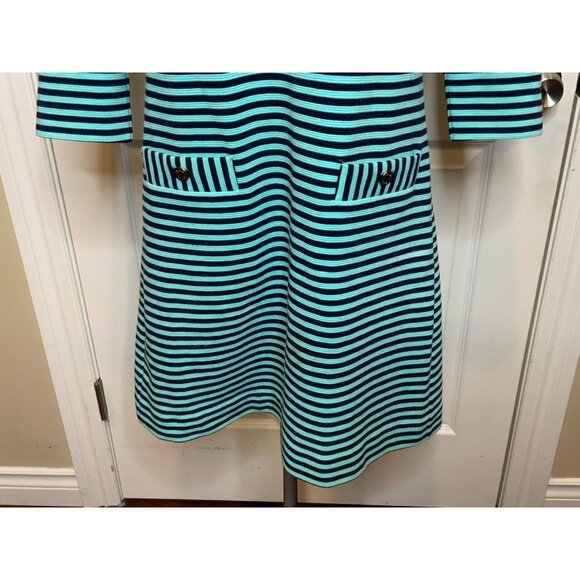 Lilly Pulitzer Blue Ribbed Striped Charlene Shift Dress W/ Pockets, Size L - Picture 4 of 8